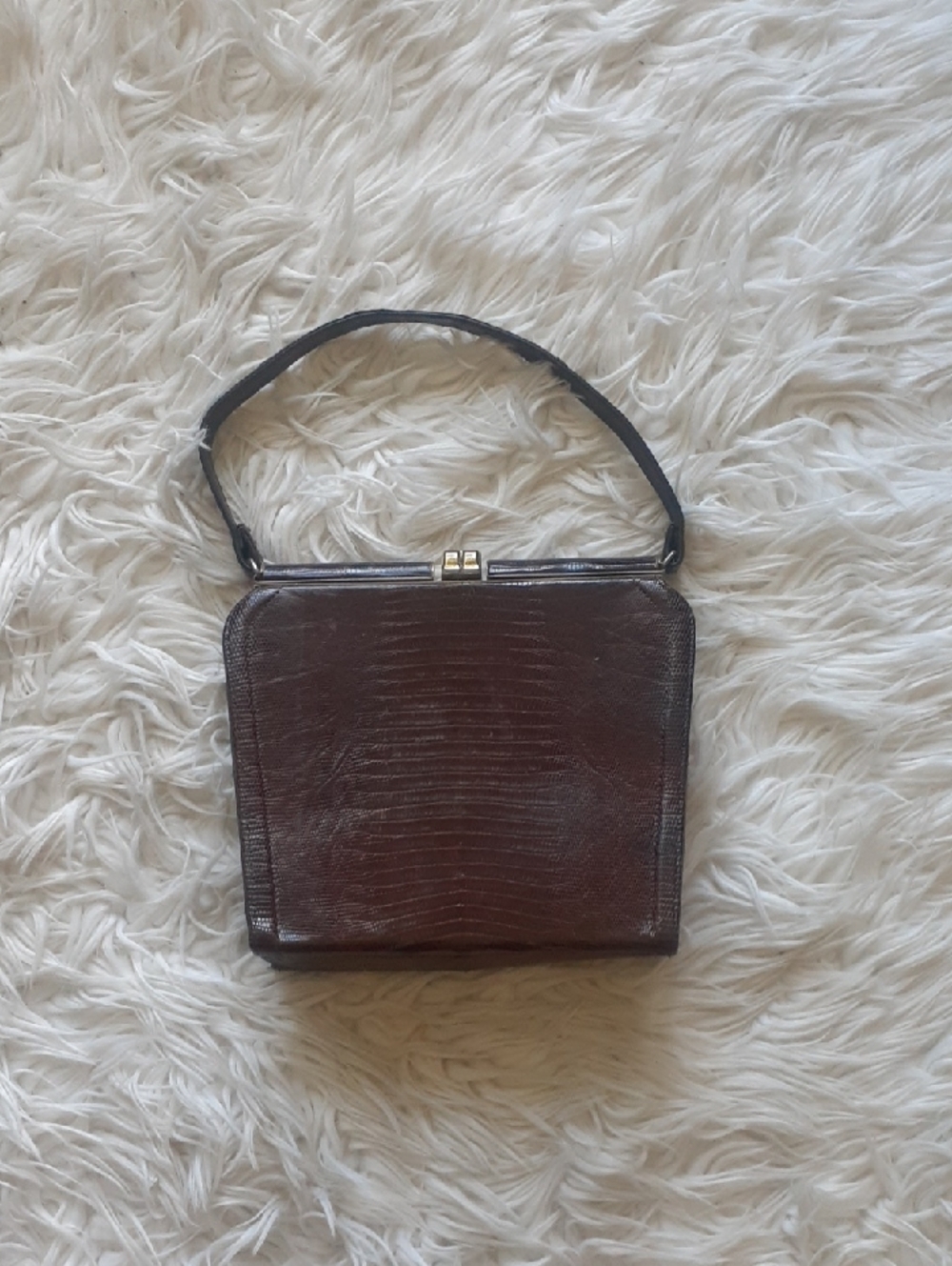 1940s-50s Vtg Lizard Skin Midcentury Structured Handbag